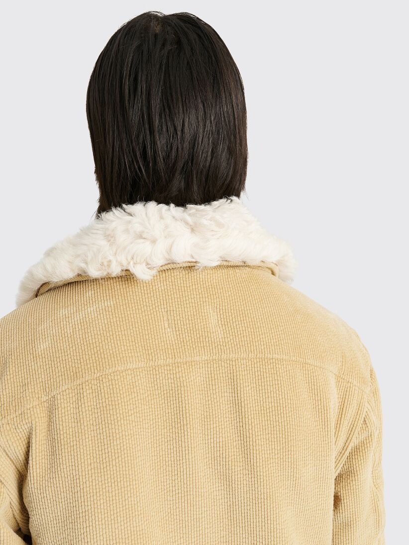 ERL CORDUROY JACKET FUR COLLAR WOVEN BEIGE - 8