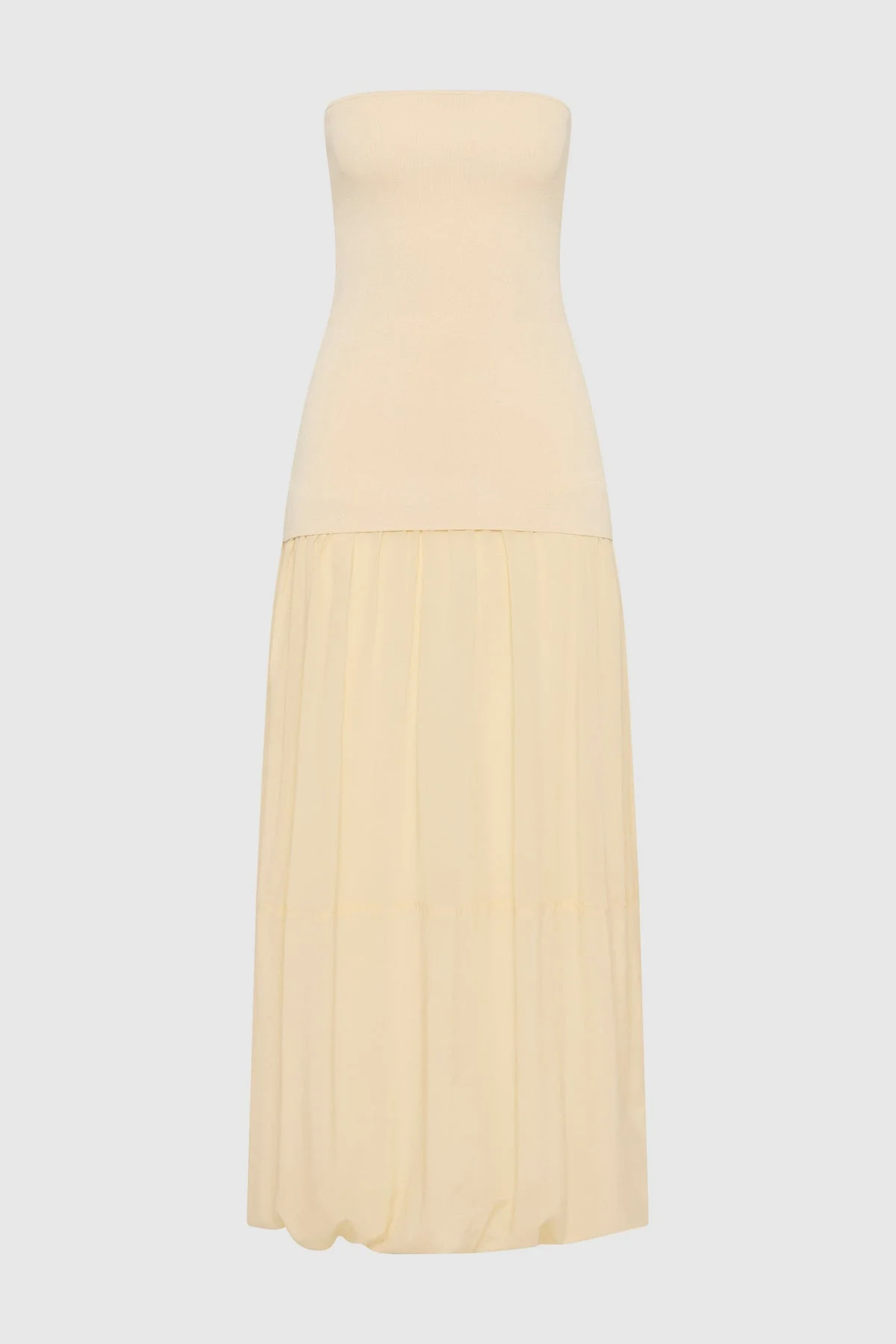 Strapless Balloon Hem Dress - Porcelain - 1