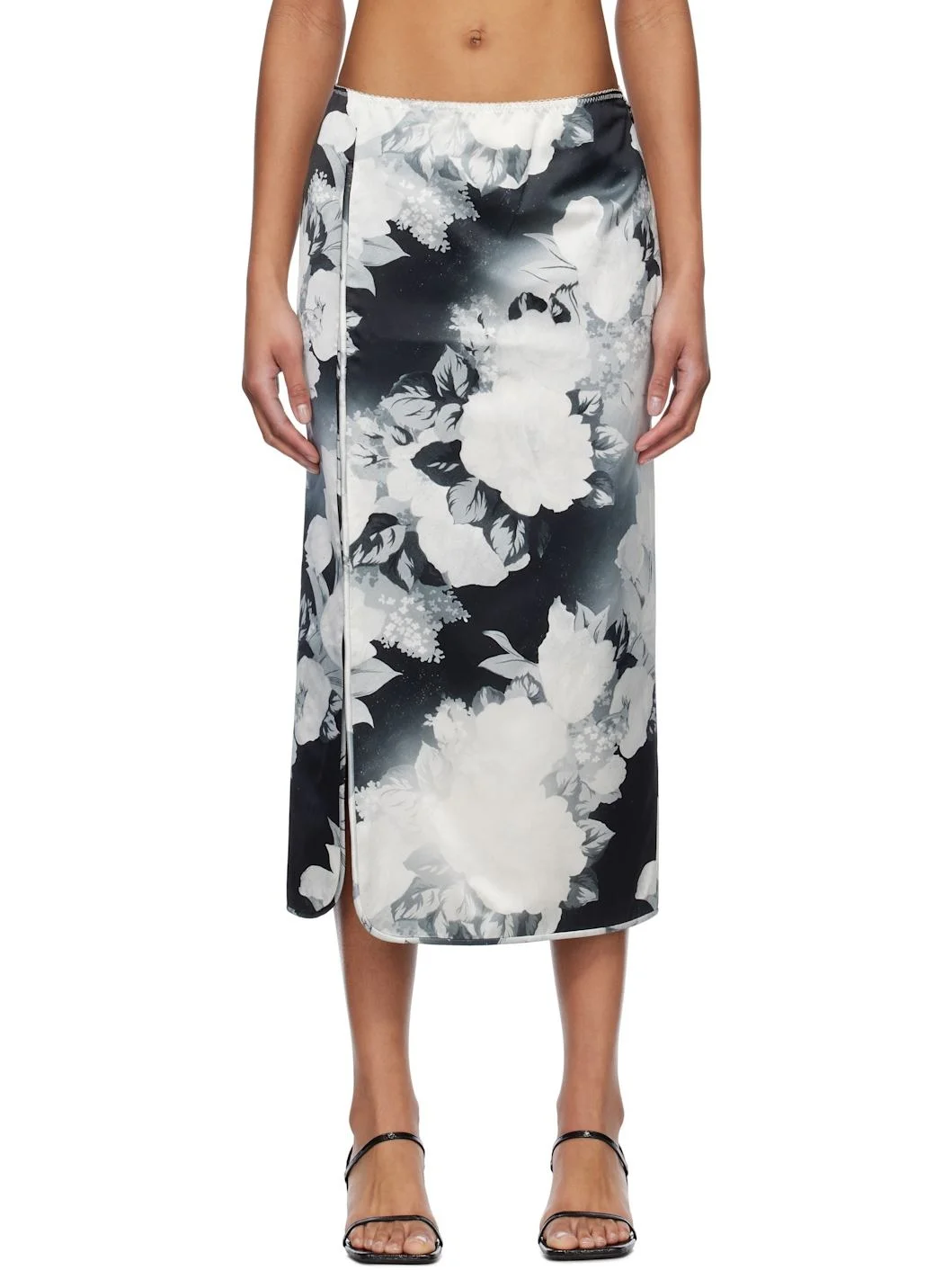 Black & White Slip Midi Skirt - 1