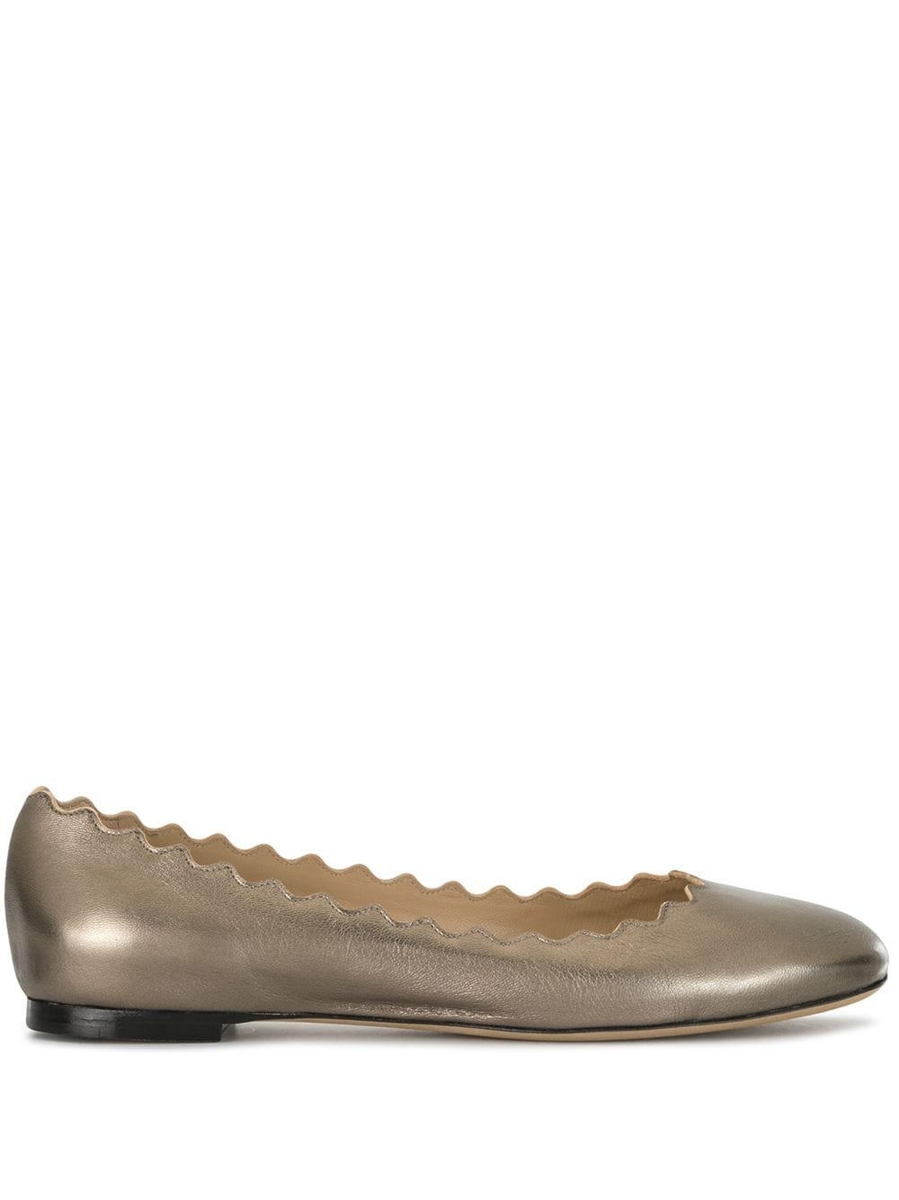 scallop-trim ballerina shoes - 1