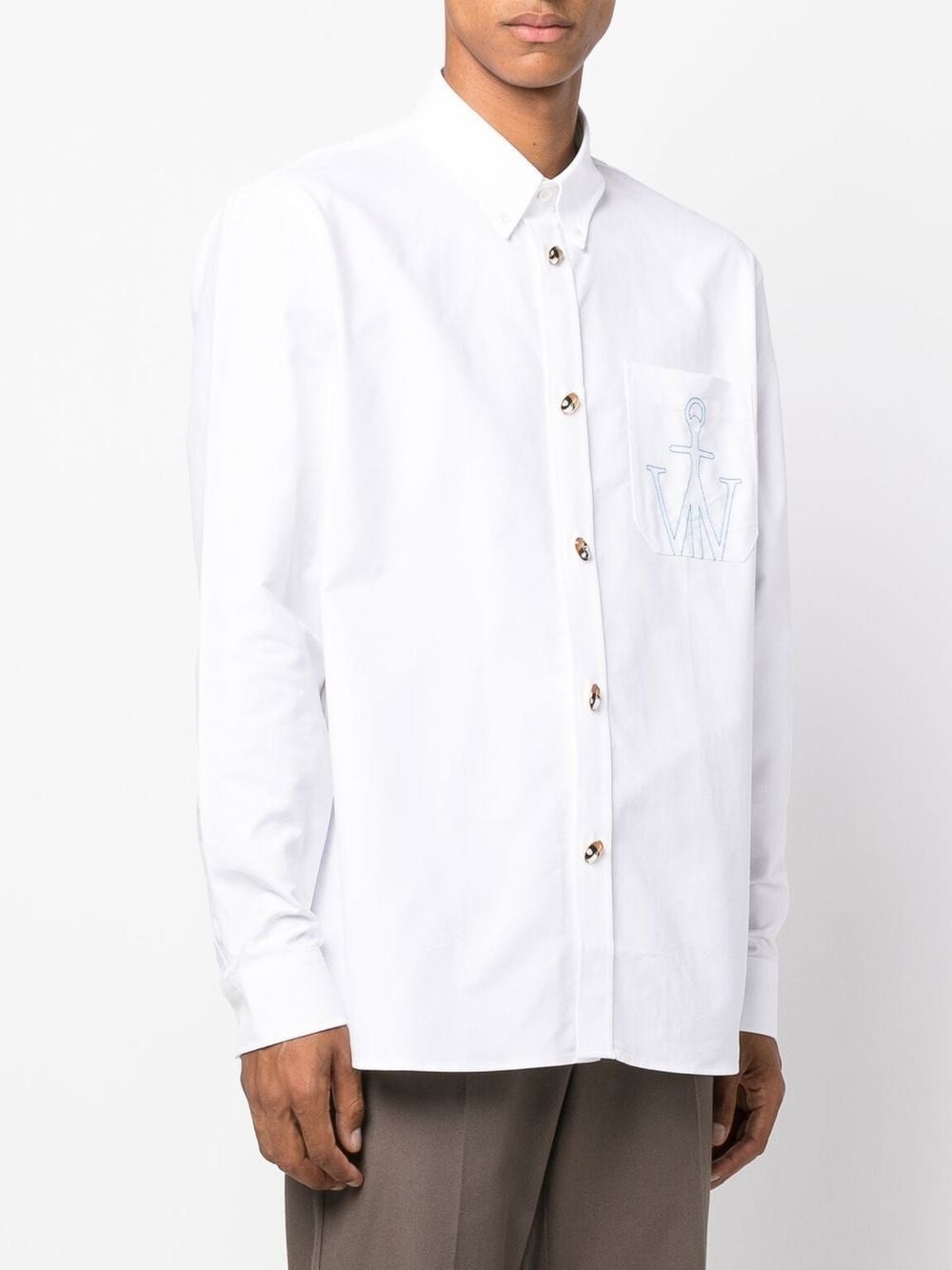 logo-embroidered cotton shirt - 3