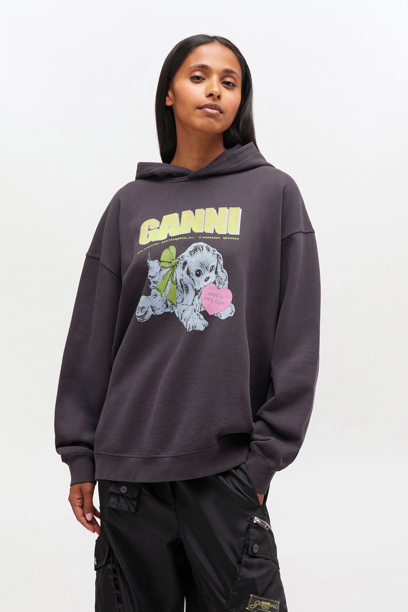GANNI DARK GREY PUPPY HOODIE outlook