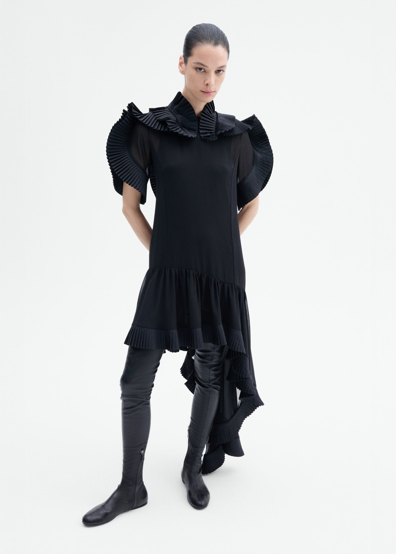 CO Asymmetric Pleated Georgette Dress outlook