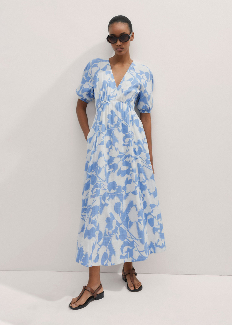 Cheesecloth Tulip Print Midi Dress 1
