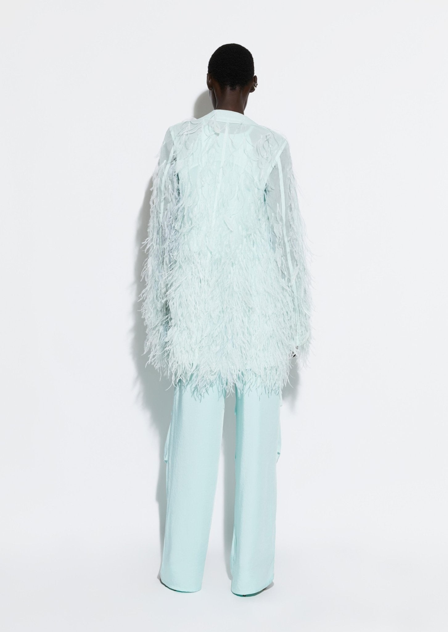 Feather Embroidery Single Breasted Blazer - 3