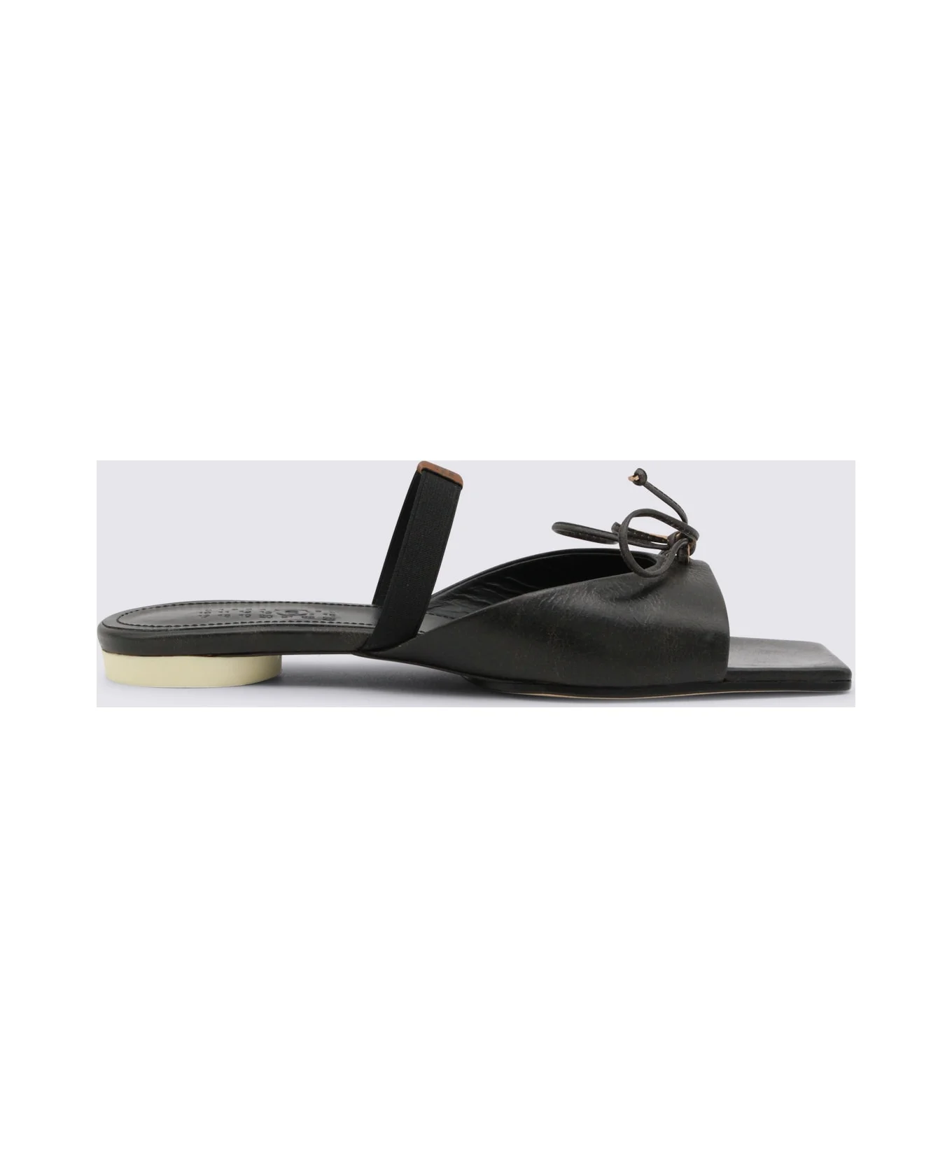 Black Leather Slingback Flats - 1