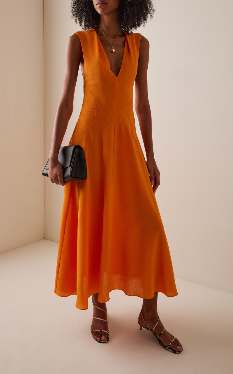 TOVE Ambre Wool Crepe Maxi Dress orange outlook