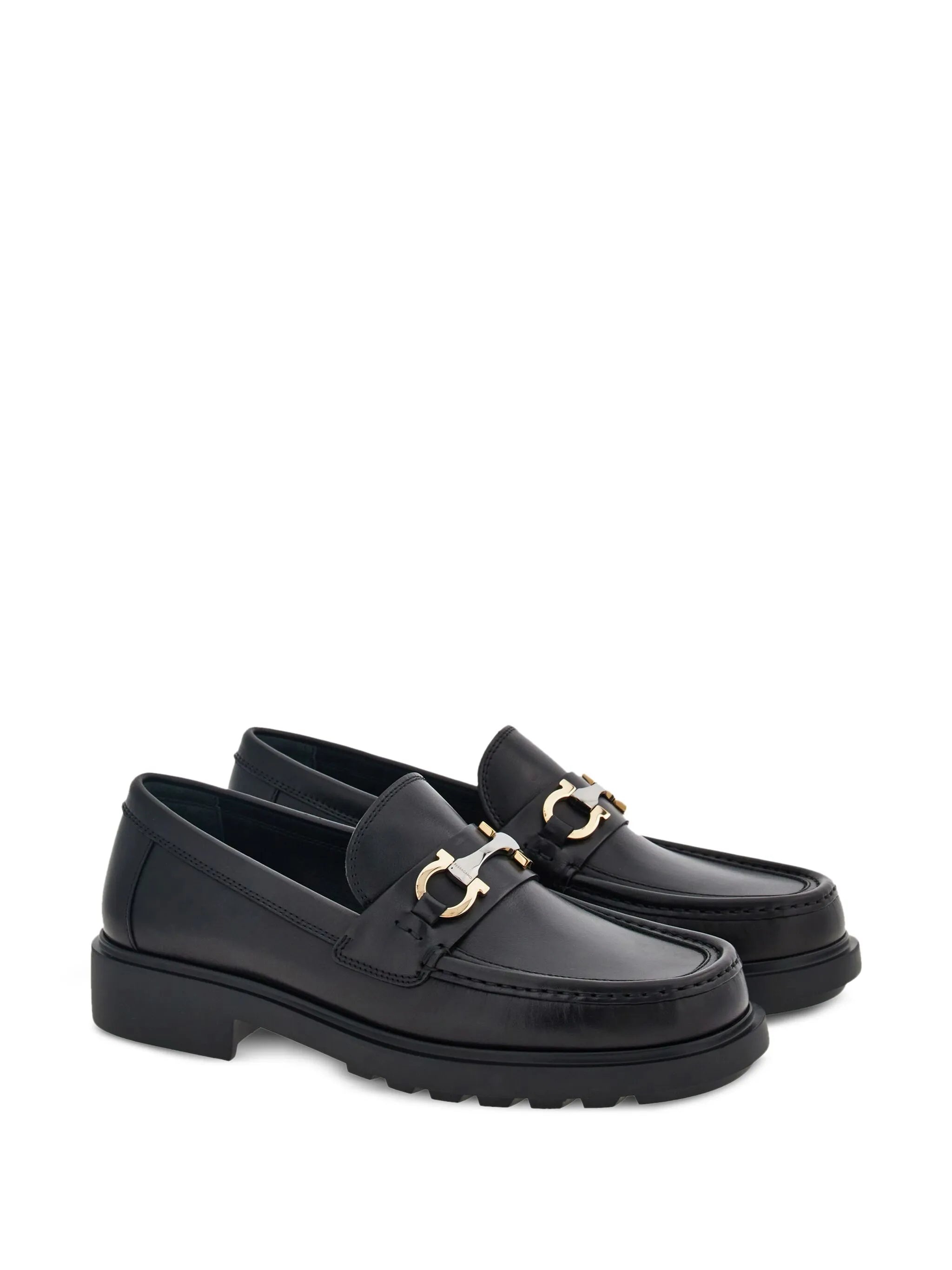 Gancini-plaque Leather Loafers - 5
