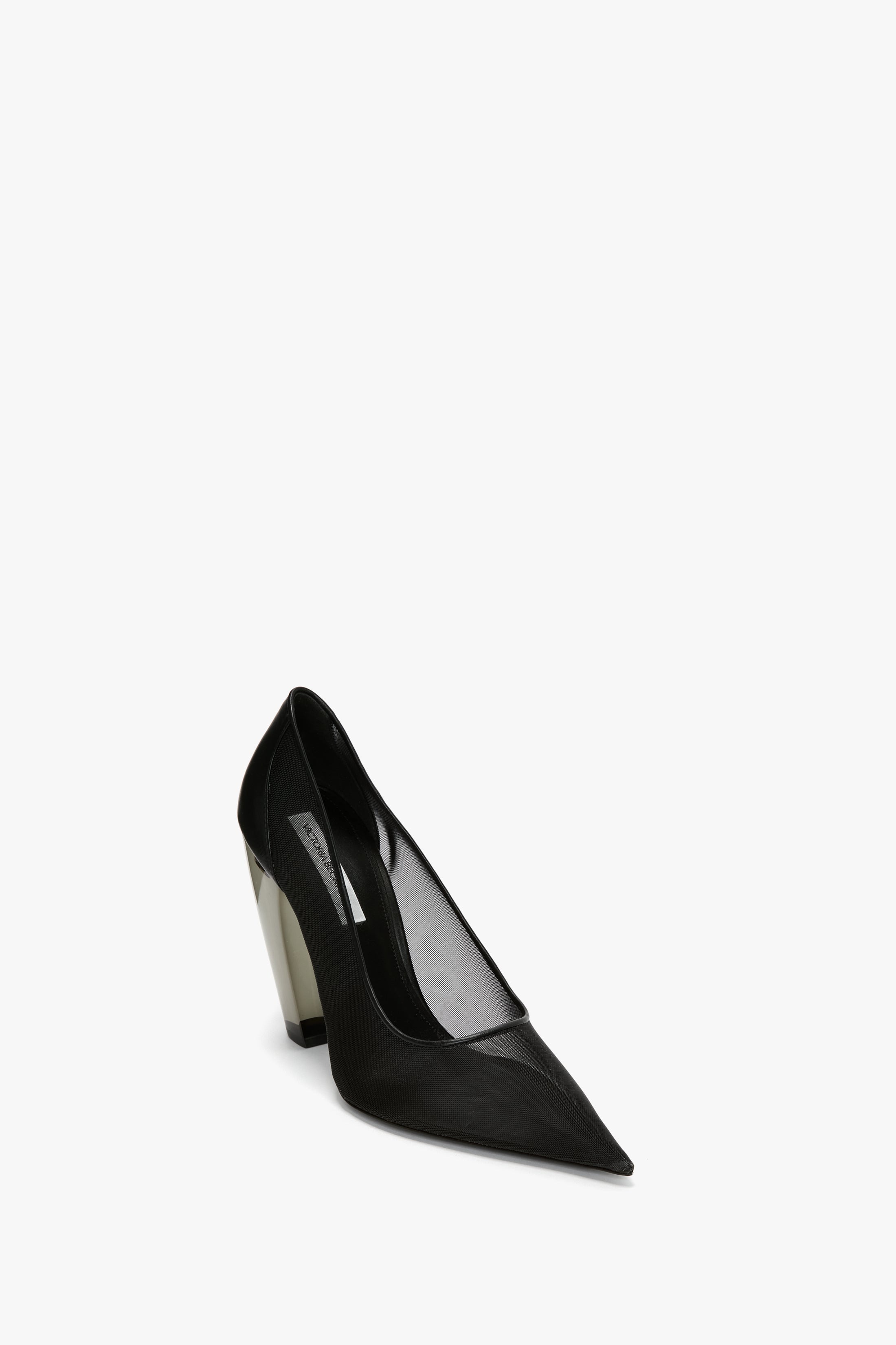 Transparent Heel Mesh Pump In Black - 2