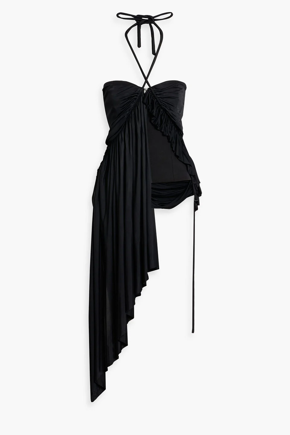 Layered stretch-jersey and crepe halterneck top - 1