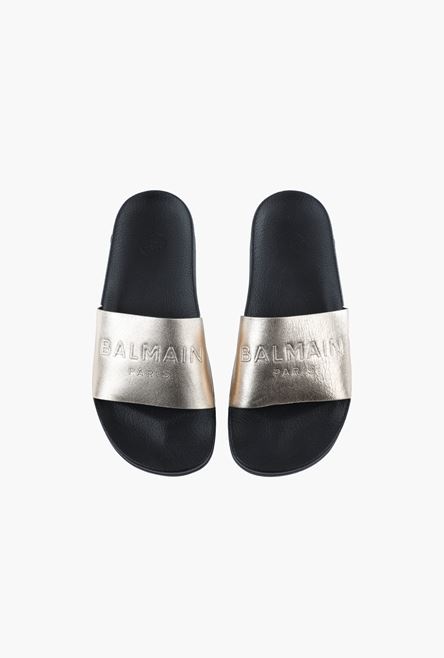 Golden leather Calypso flat sandals - 4