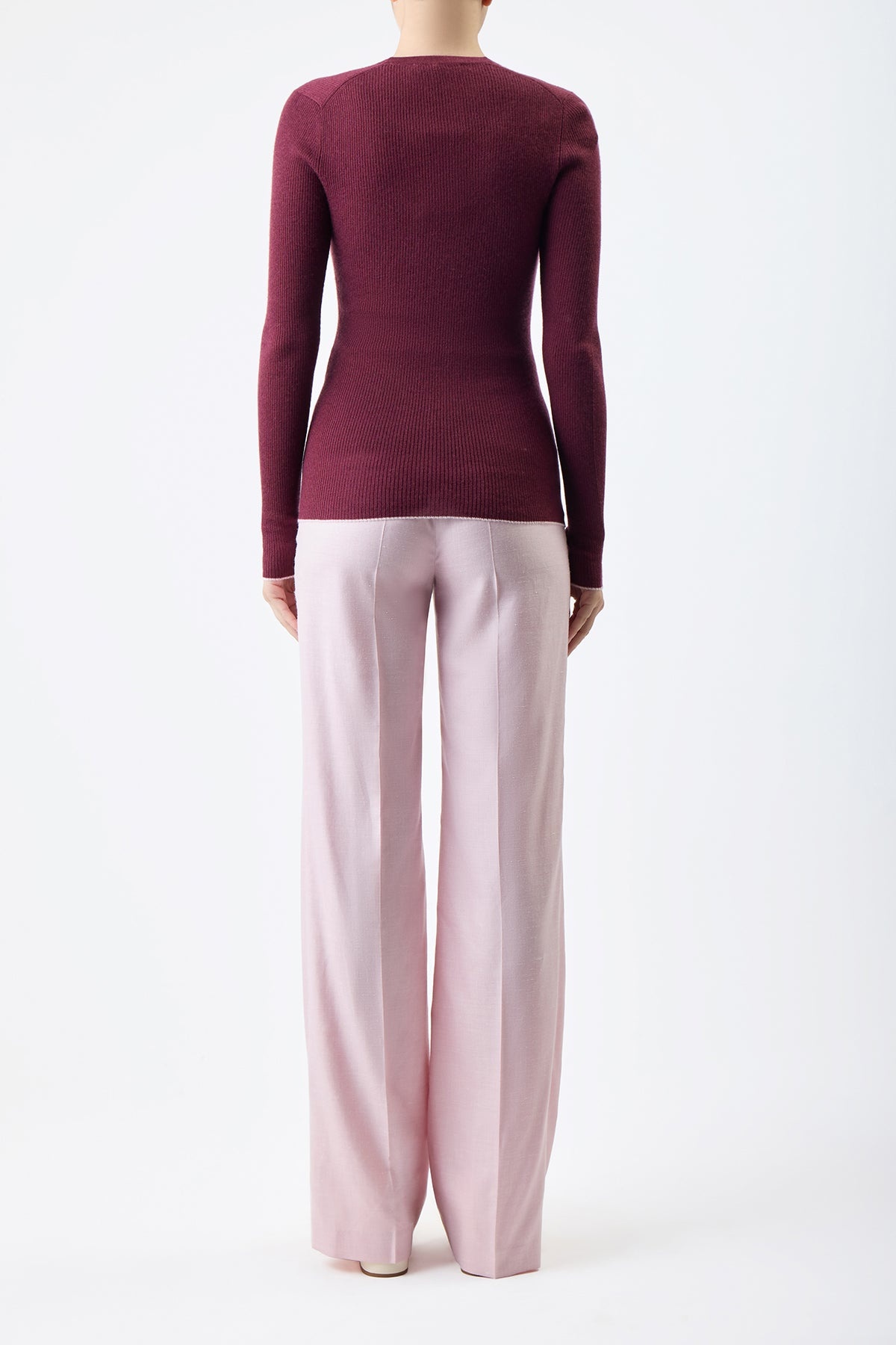 Addison Cardigan in Bordeaux Silk Cashmere - 4