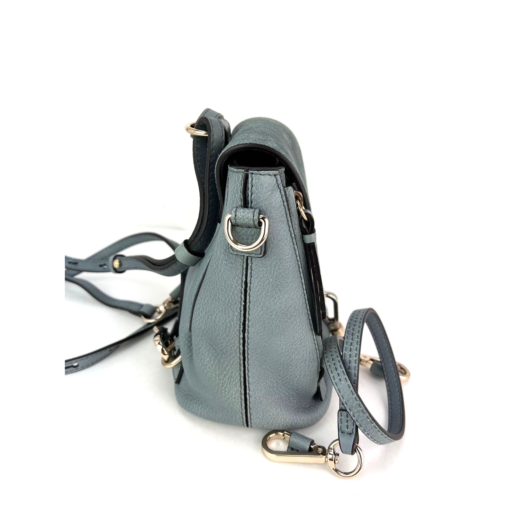 Chloe Blue Faye Mini Suede and Leather Backpack Bag - 14