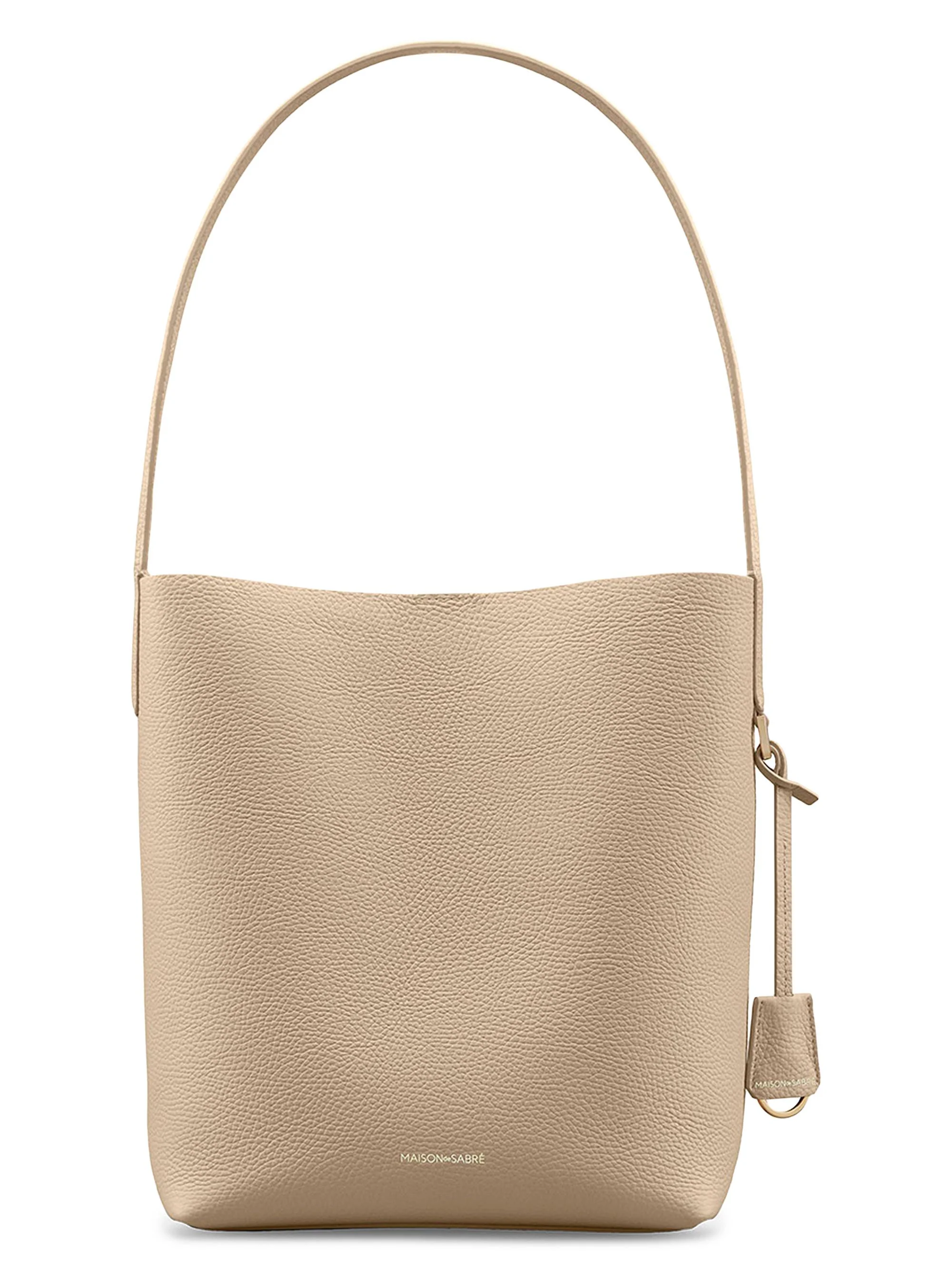Women's Leather Bucket Soft Tote Bag - Saharan Fuchsia - 1