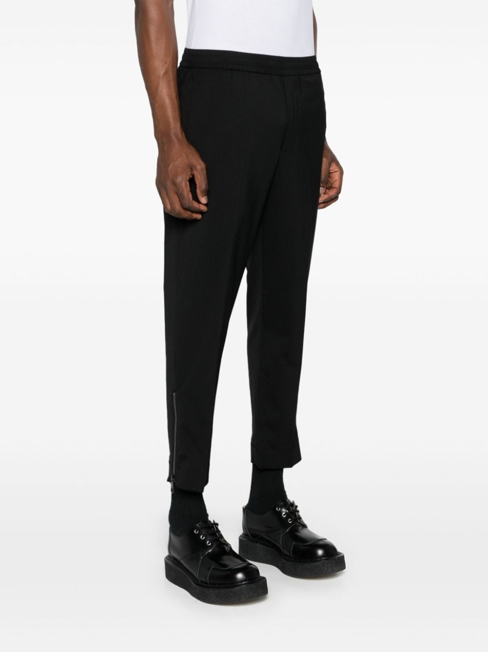 drawstring-waist tapered trousers - 3