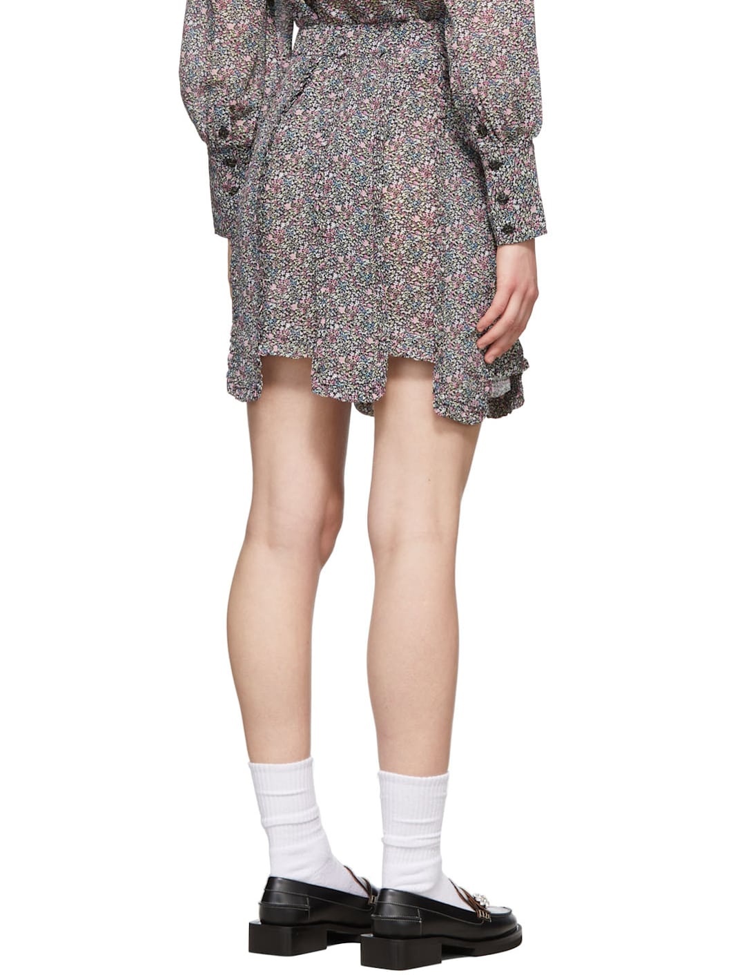Multicolor Floral Crêpe Mini Skirt - 3