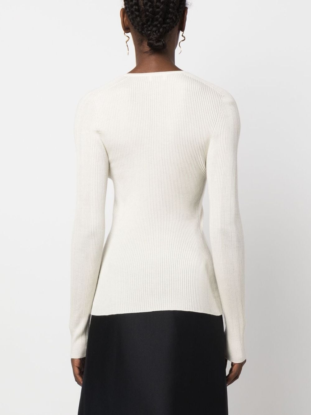 ribbed V-neck cardigan - 4