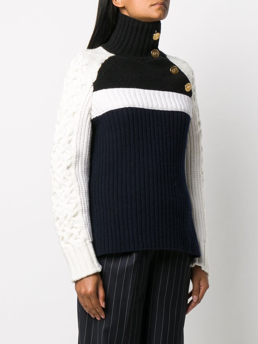 contrast knit button detail jumper - 3