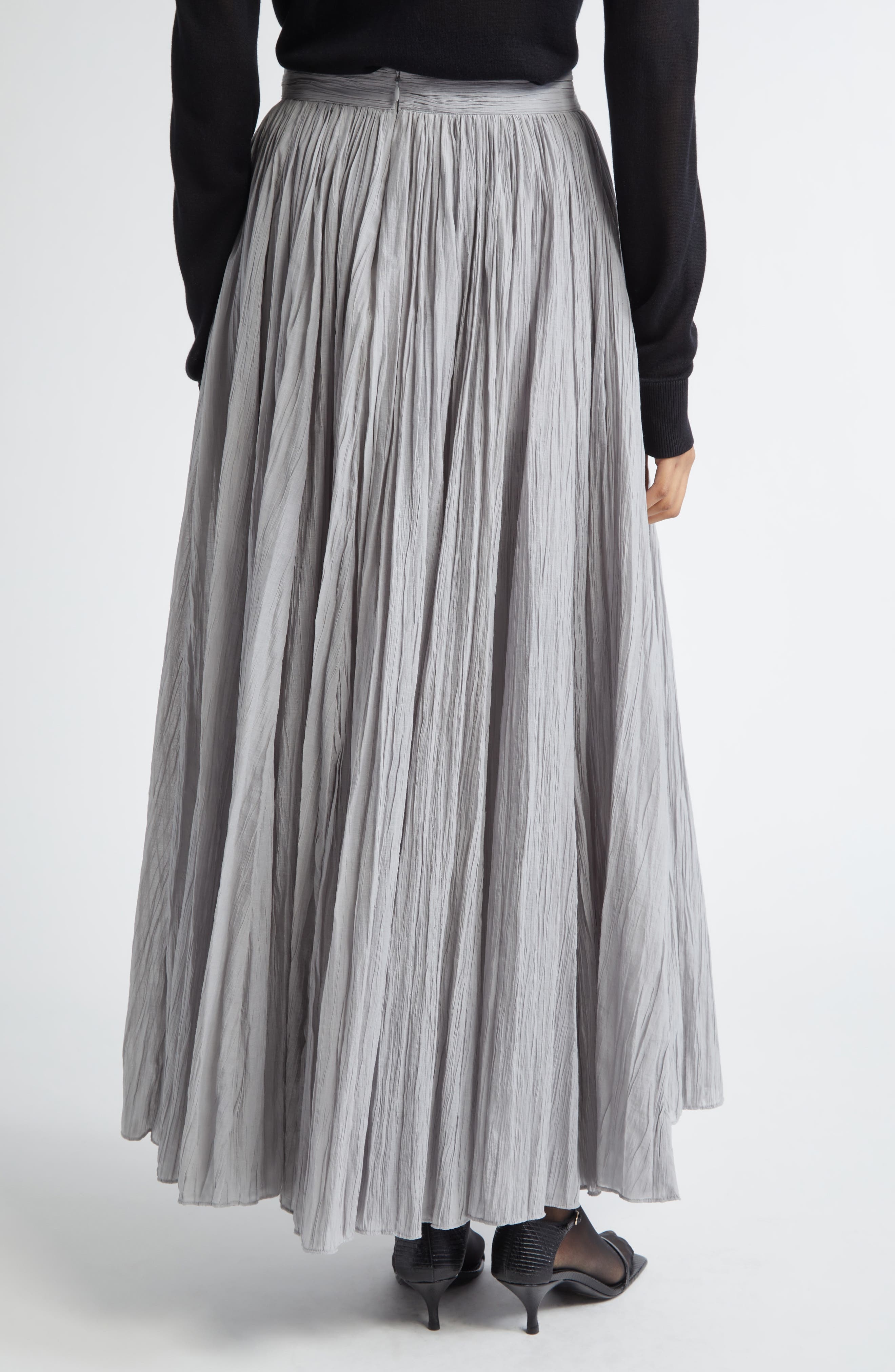 TOTEME Semisheer Plissé Maxi Skirt in Pale Grey at Nordstrom - 2