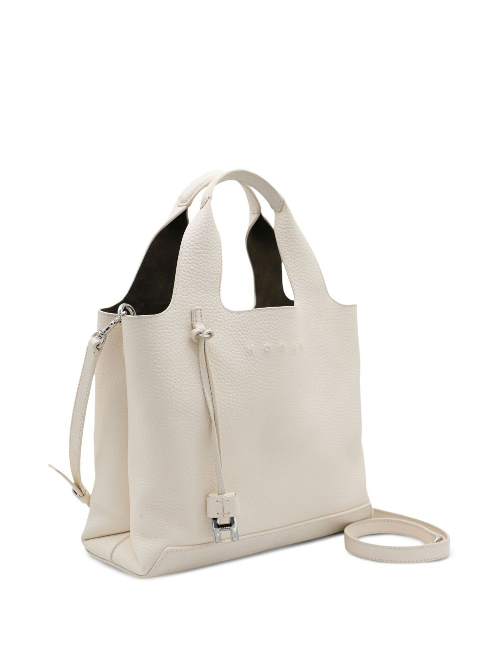 double top-handle leather tote bag - 3