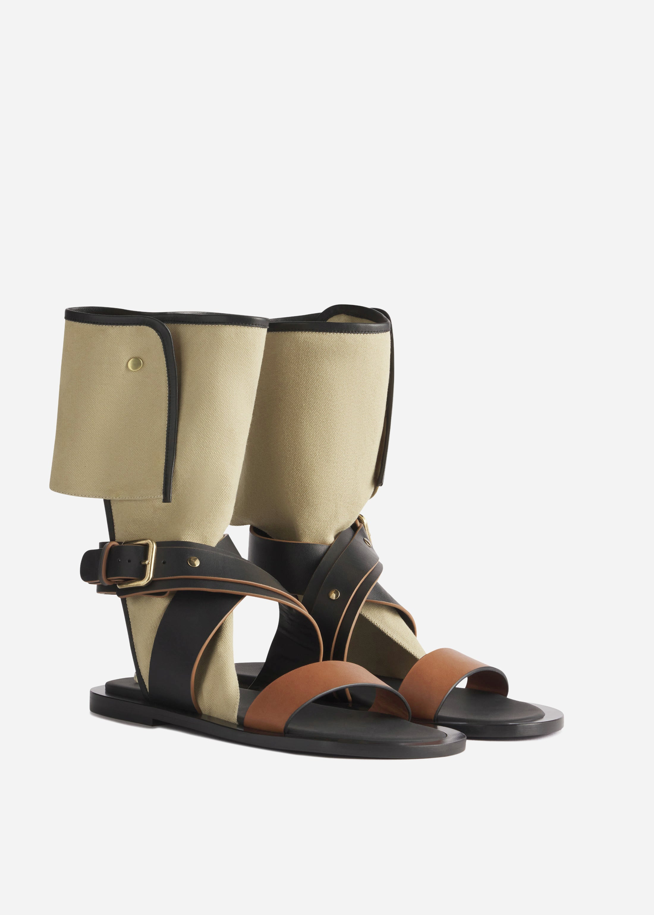 Canvas Gladiator Wrap Sandal in Ecru - 2