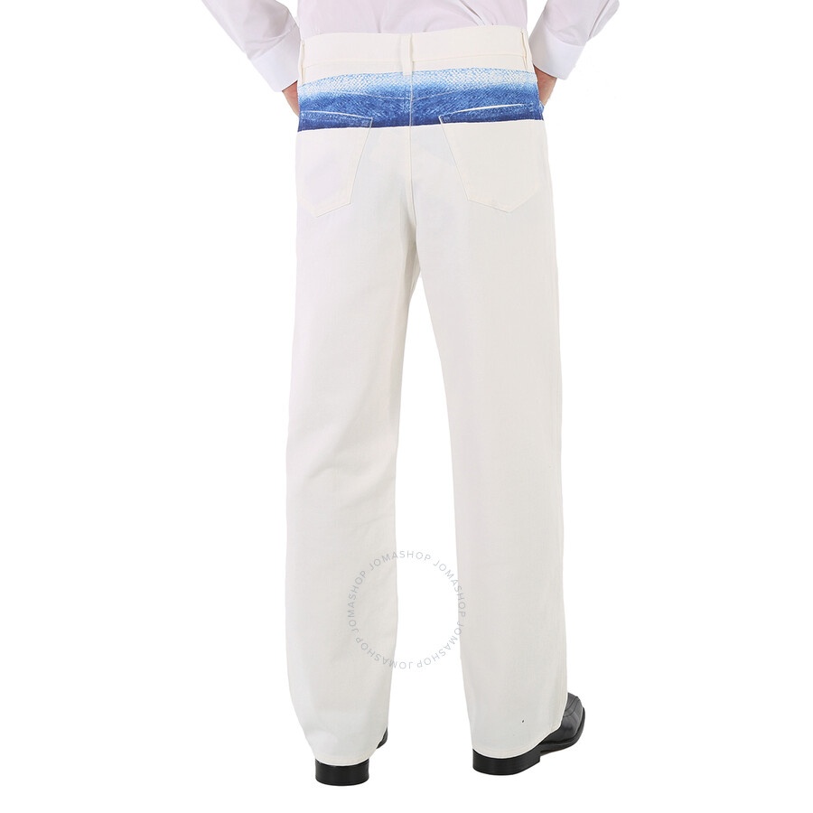Burberry Men's White Mermaid Tail Printed Cotton-Denim Jeans - 6