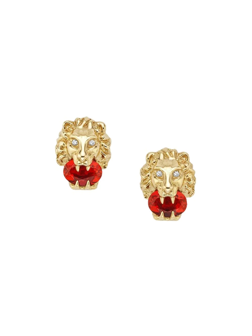 18kt yellow gold lion head stud earrings - 1