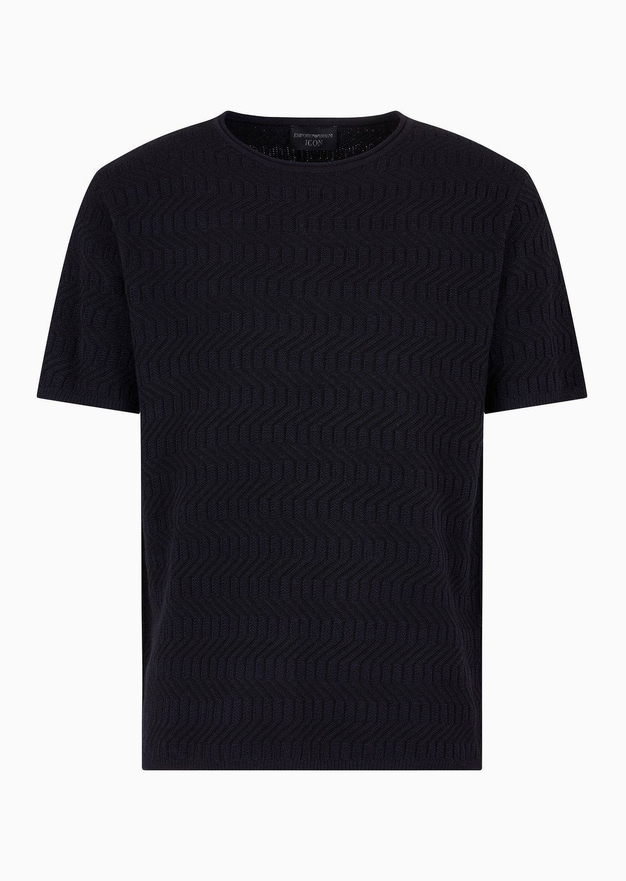 Icon virgin-wool crew-neck jumper with two-tone op-art jacquard motif - 1