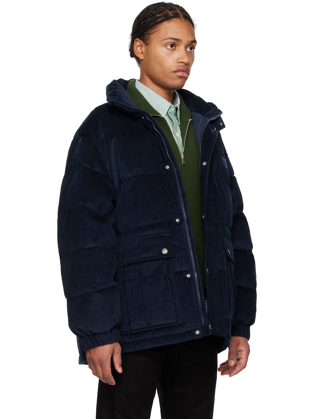 Navy corduroy puffer jacket best sale