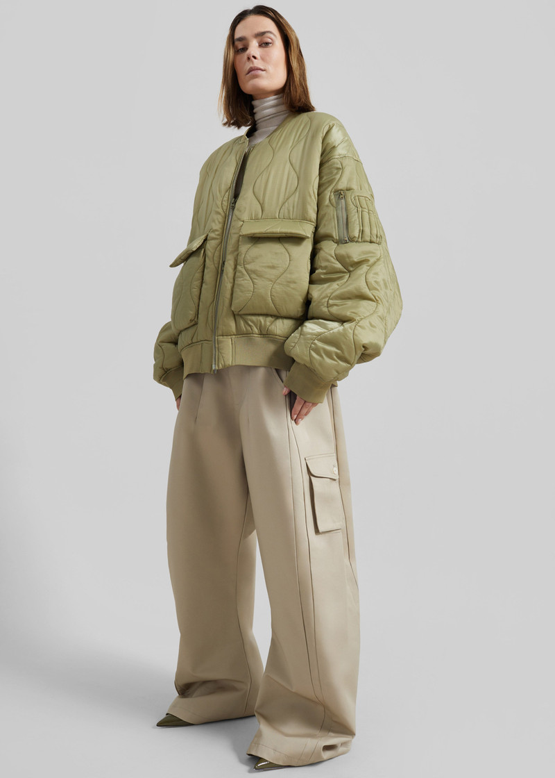 Halsey Quilted Bomber Jacket - Moss Green 6