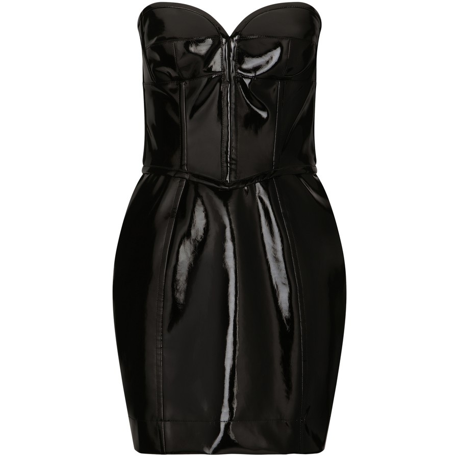 Short corset-style leather dress - 1