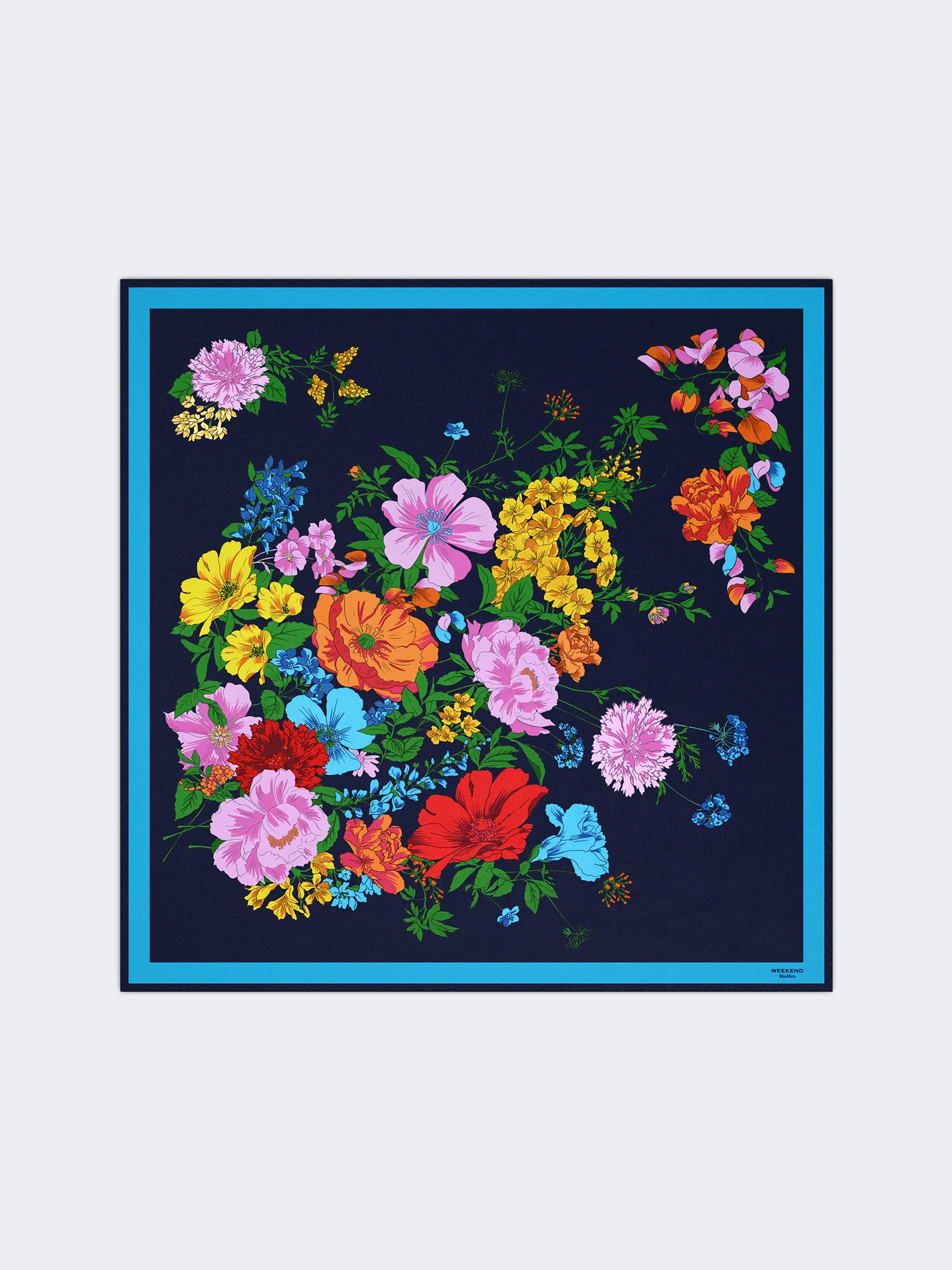 ONESTORING Patterned silk twill foulard - MIDNIGHTBLUE - 1
