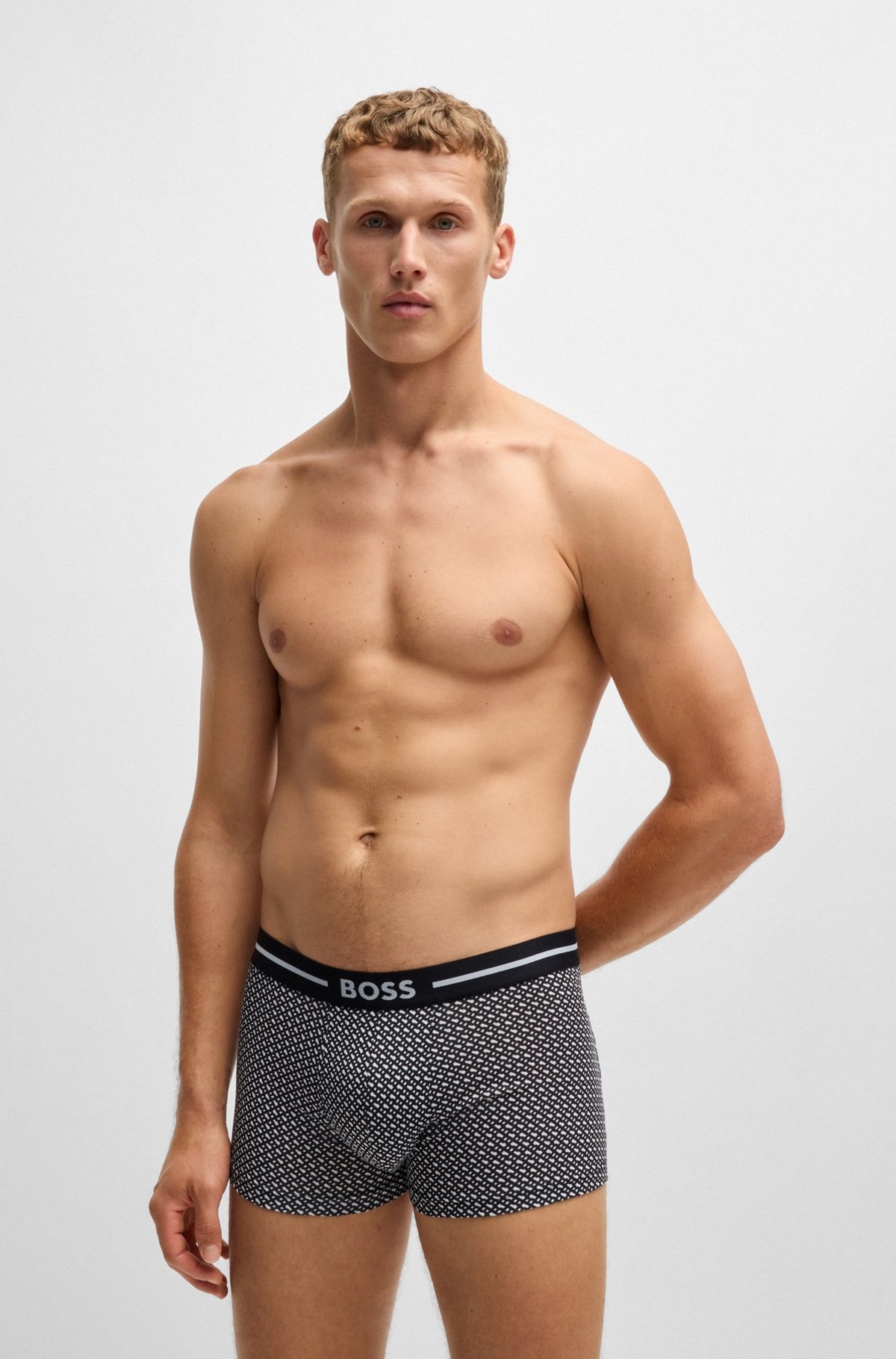 THREE-PACK OF STRETCH-COTTON TRUNKS WITH LOGO WAISTBANDS - 6