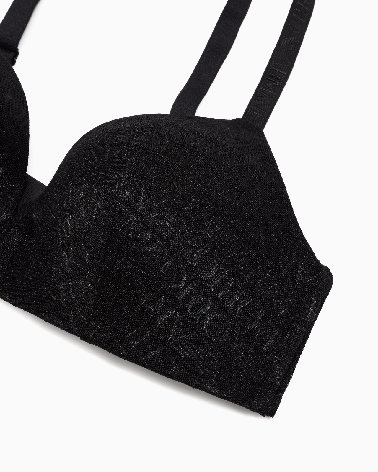 ASV PADDED TRIANGLE BRA IN RECYCLED MESH WITH ALL-OVER LOGO LETTERING - 4