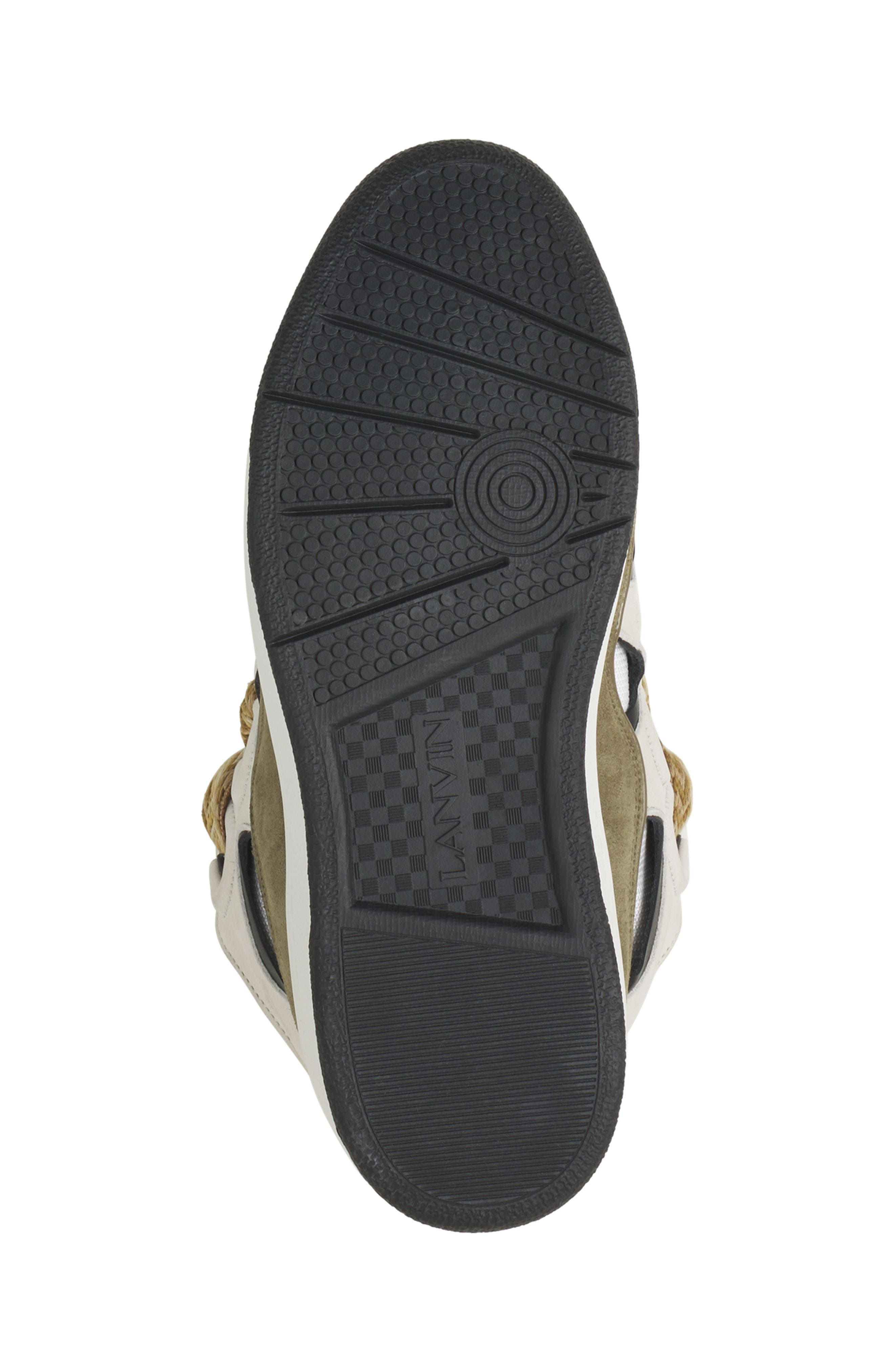 Lanvin Curb Leather Sneakers in Blanc/kaki at Nordstrom - 6