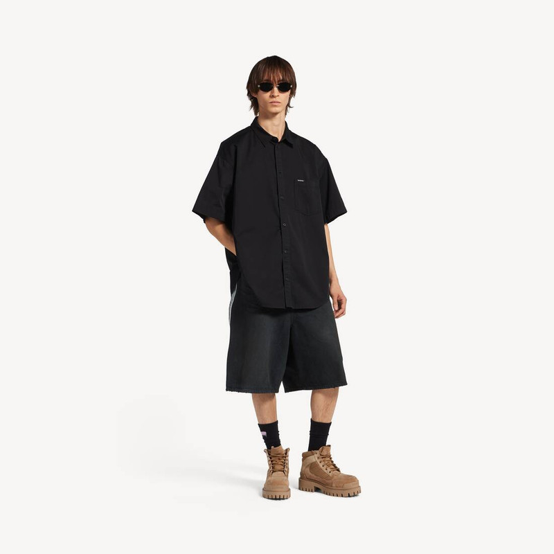 BALENCIAGA Men's Workwear Short Sleeve Shirt in Black outlook