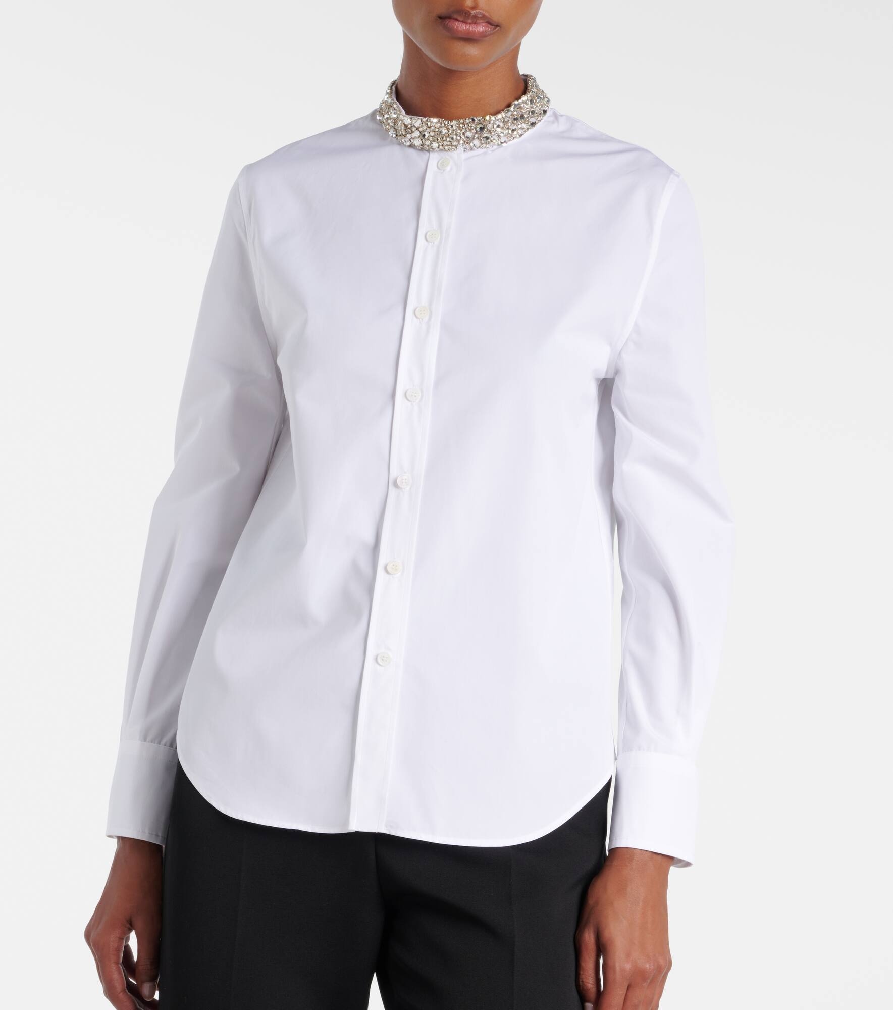 Crystal-embellished cotton shirt - 6