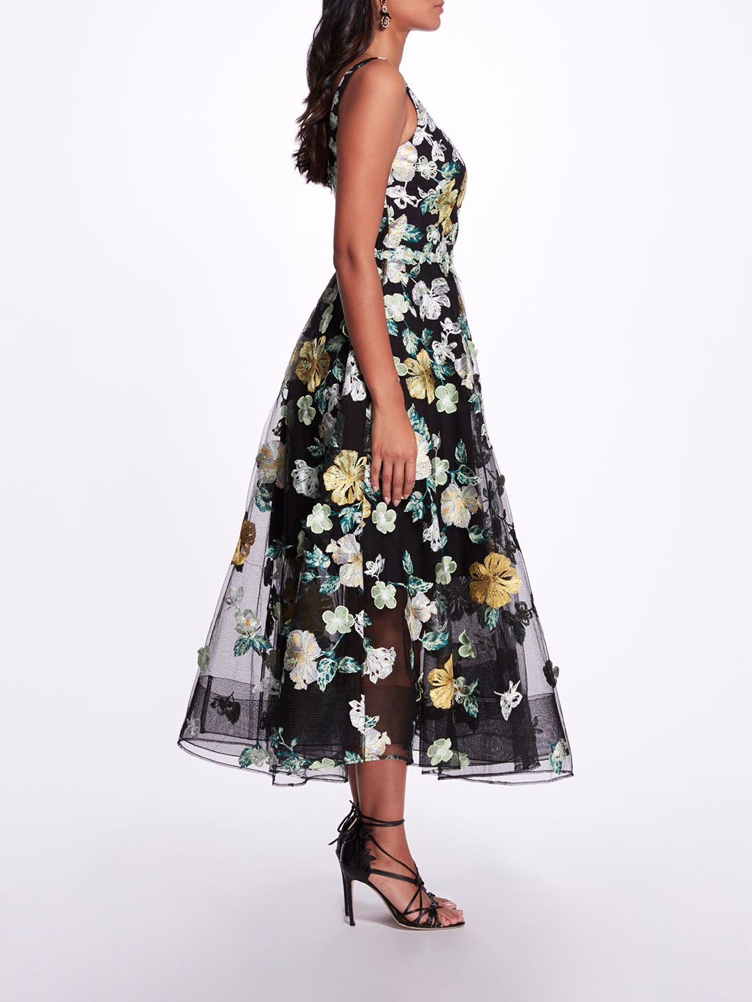 EMBROIDERED FLORAL TEA LENGTH GOWN - 2