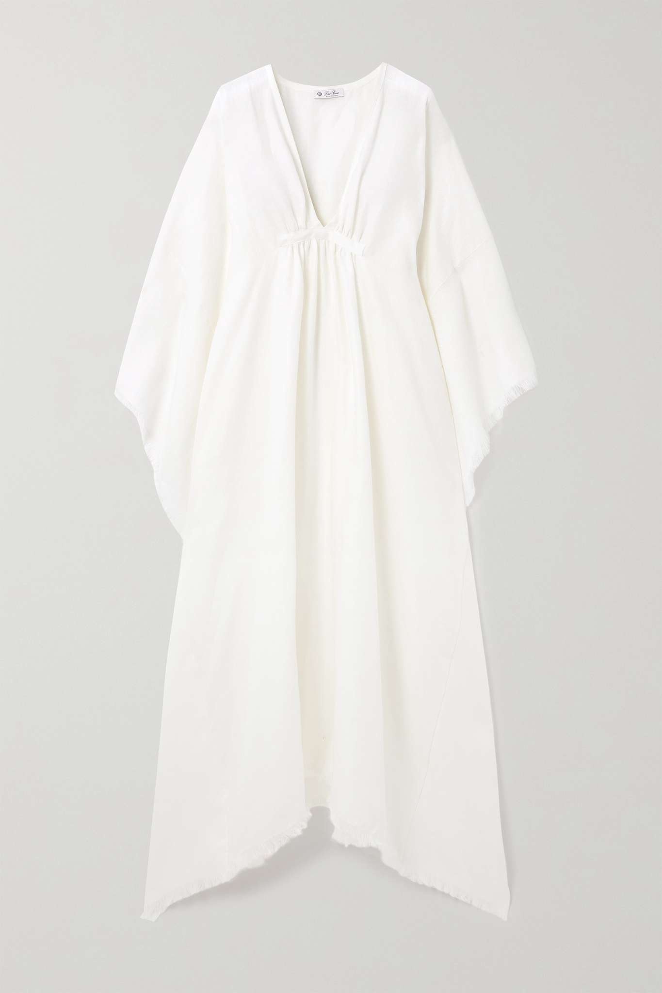 Gloria frayed gathered linen maxi dress - 1