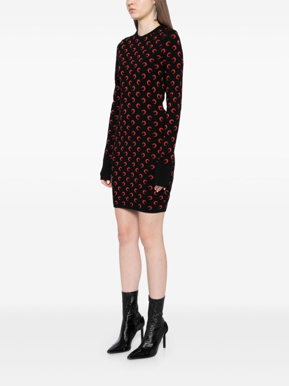 moon jacquard knitted dress - 3