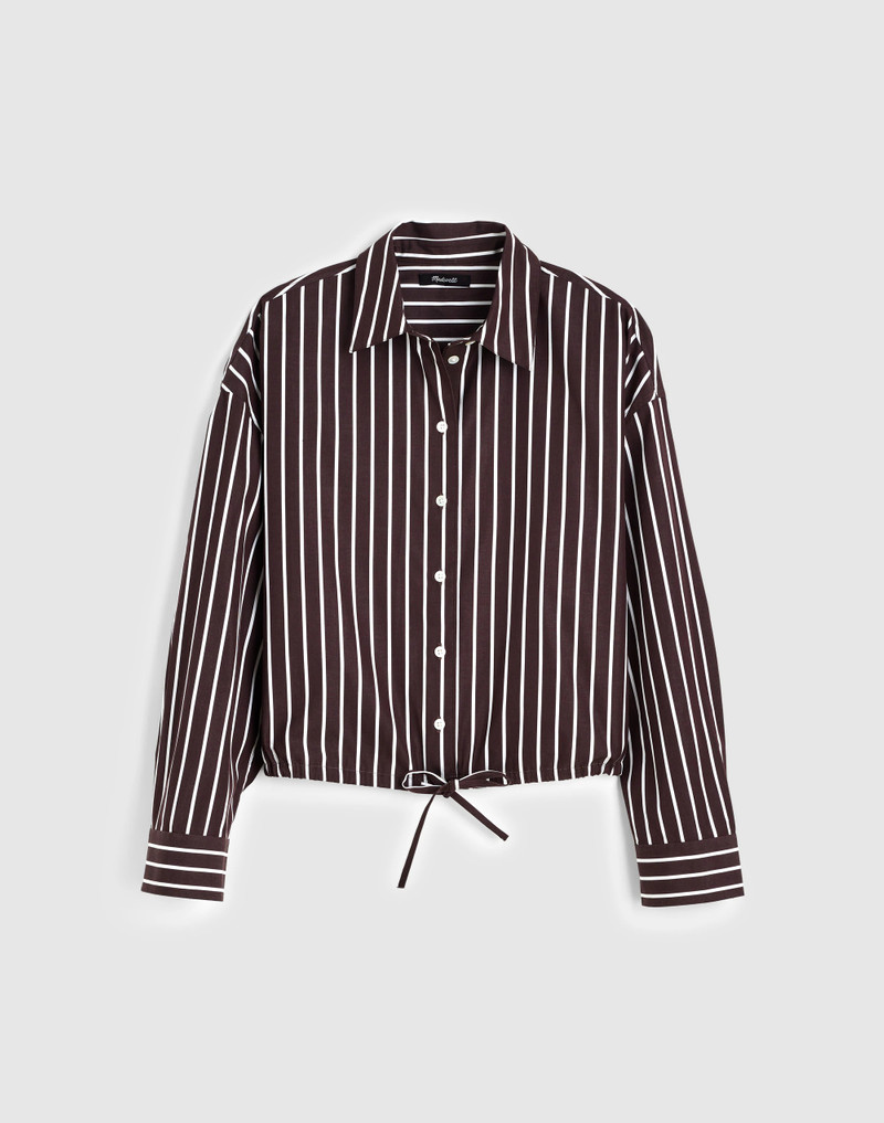 Drawstring Button-Up Shirt in Poplin 1