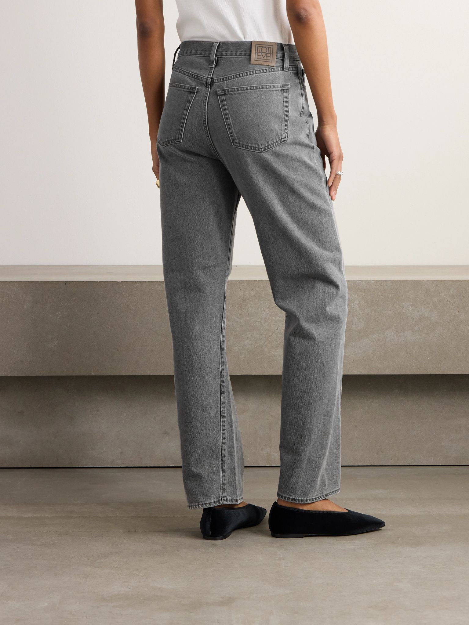 High-rise straight-leg organic jeans Gray - 4