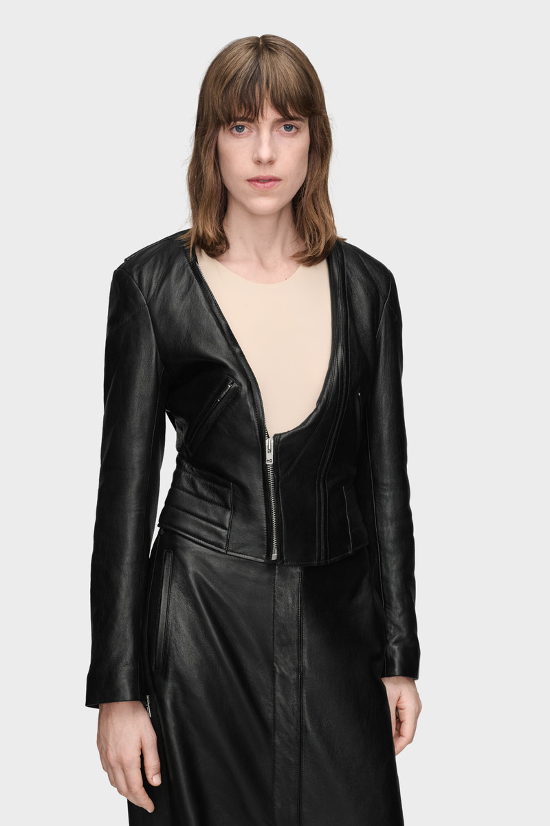 Folded Collar Leather Jacket 6