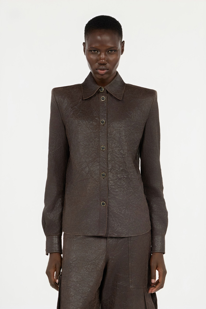 Dark Brown Leather Shirt 3