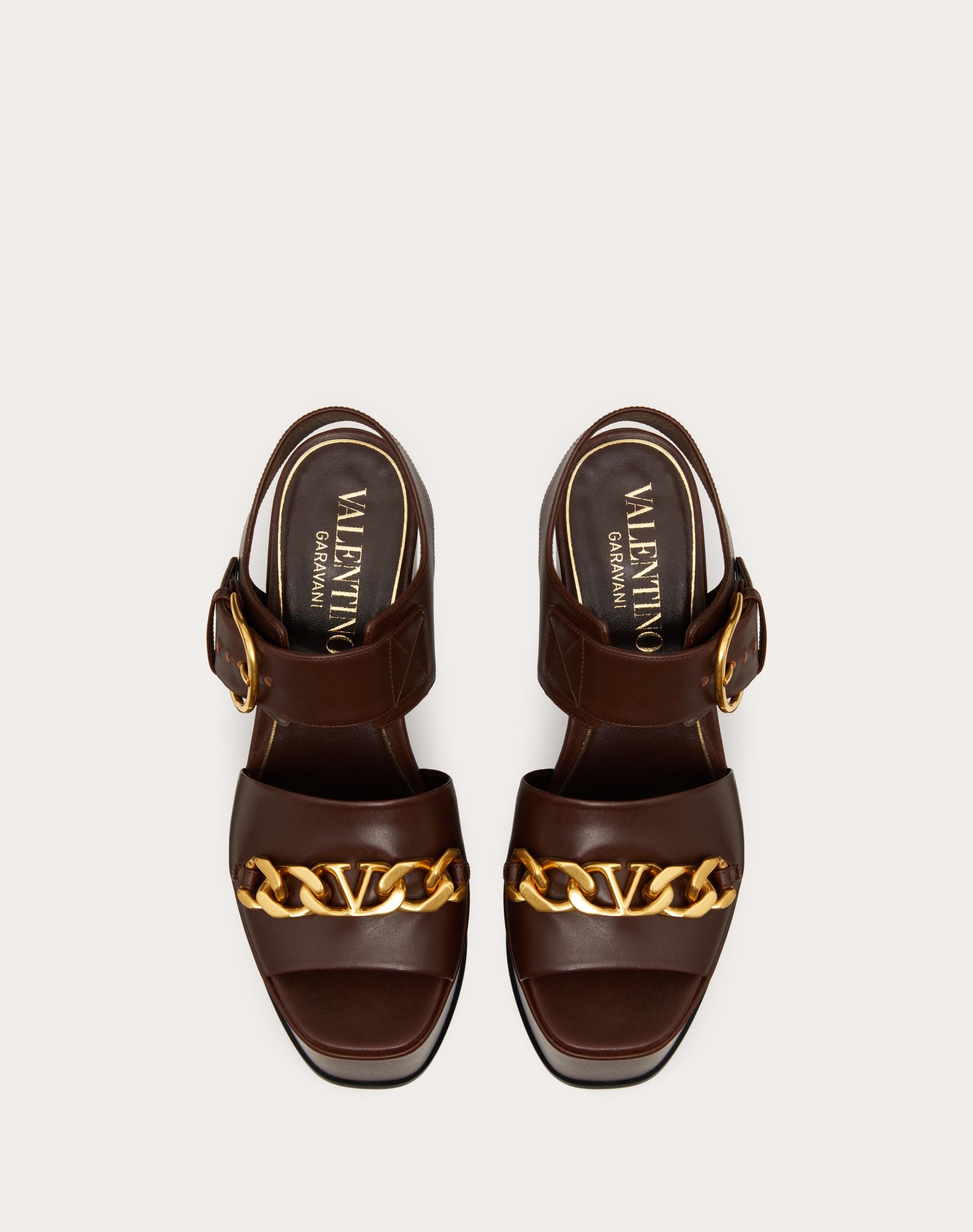 Valentino Garavani Brown VLogo Chain Mules