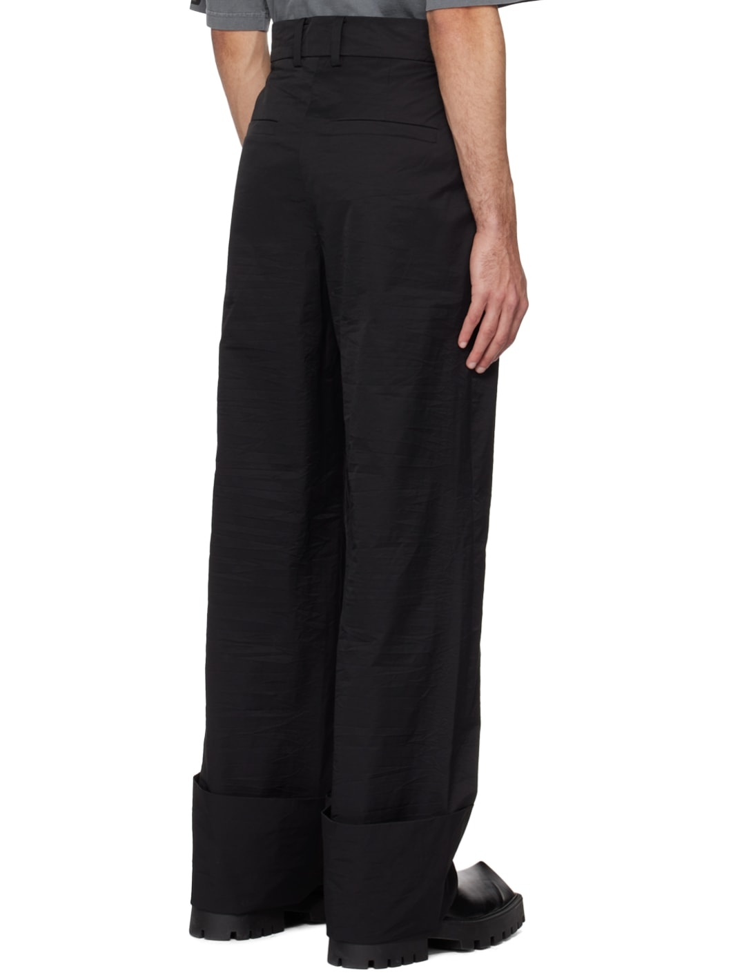 Black Roll-Up Trousers - 3
