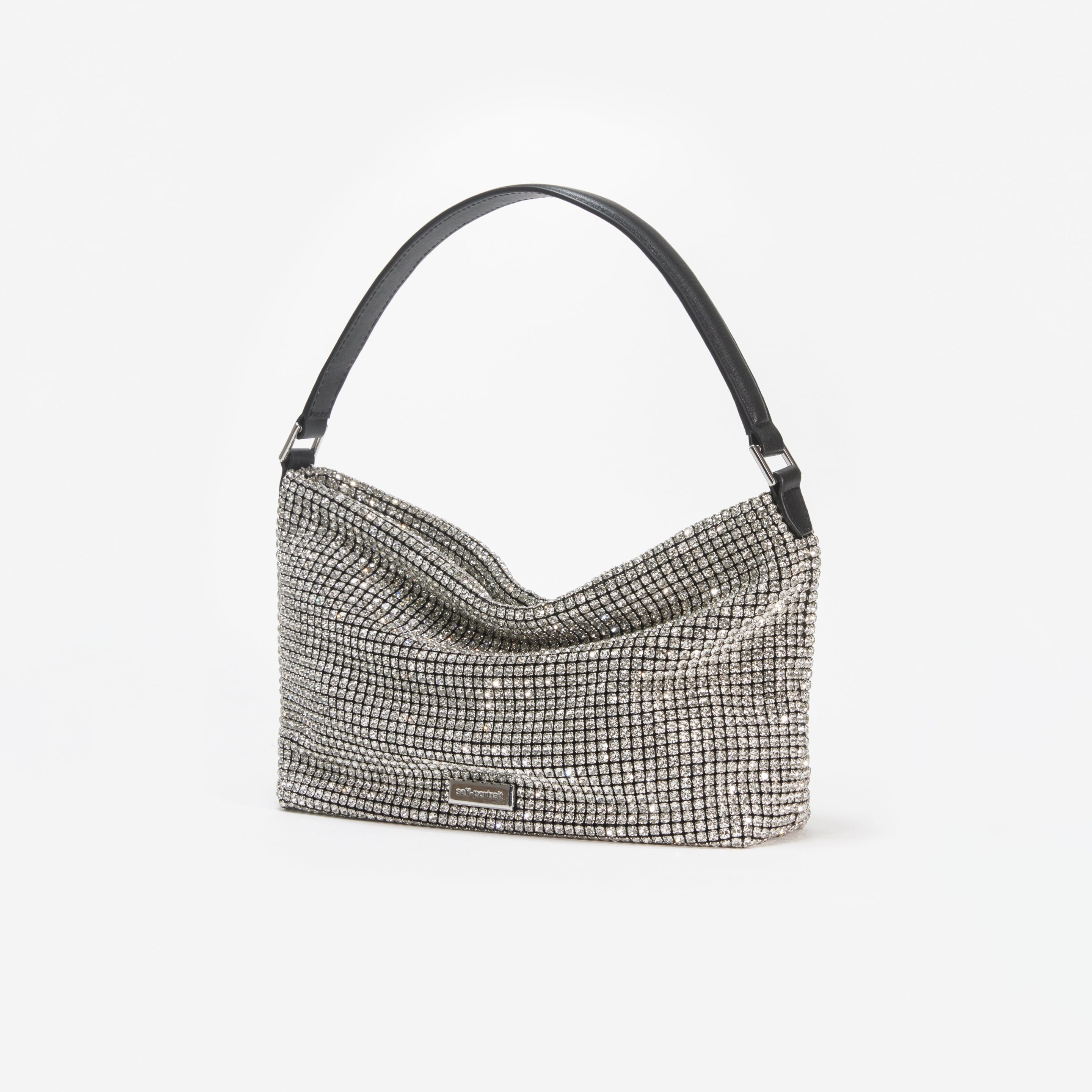 Silver Diamante Medium Hobo Bag - 2