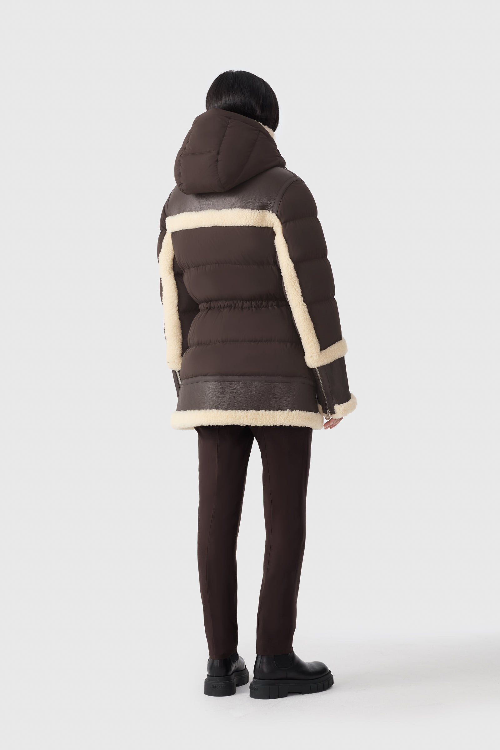 LILIBETH Mixed-media shearling down parka - 4