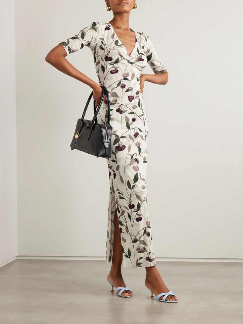 Stella McCartney Ruched Printed Mesh Midi Dress outlook