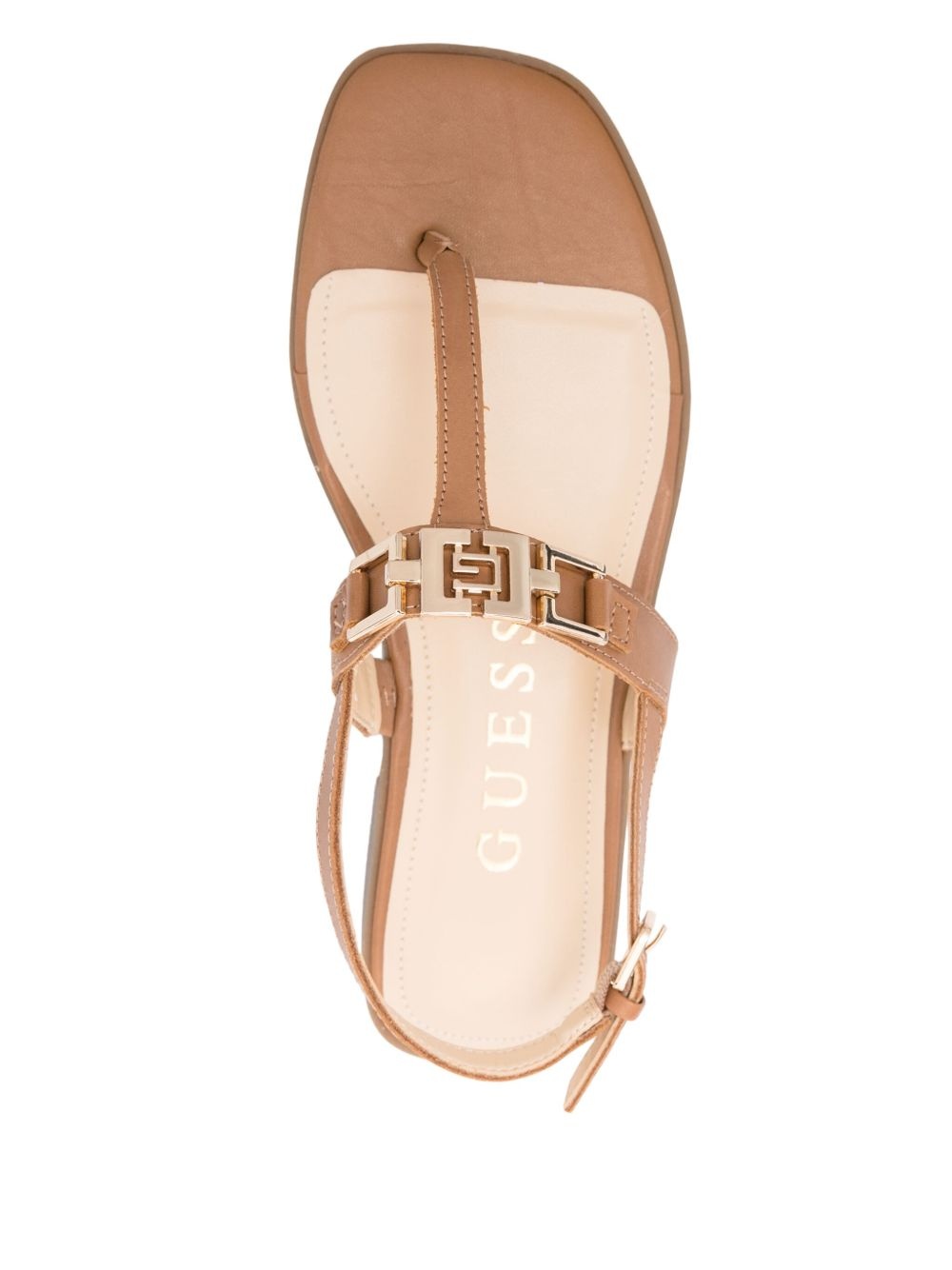 logo-plaque leather sandals - 4